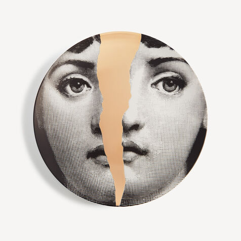 FORNASETTI Wall plate Tema e Variazioni n.10 White/Black/Gold PTVZ010FOR21ORO
