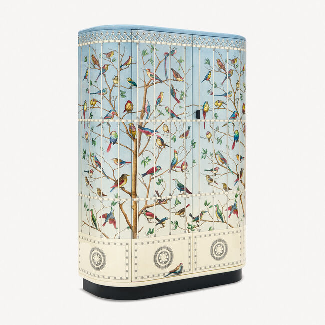 Shop Fornasetti Curved Cabinet Uccelli In Multicolour