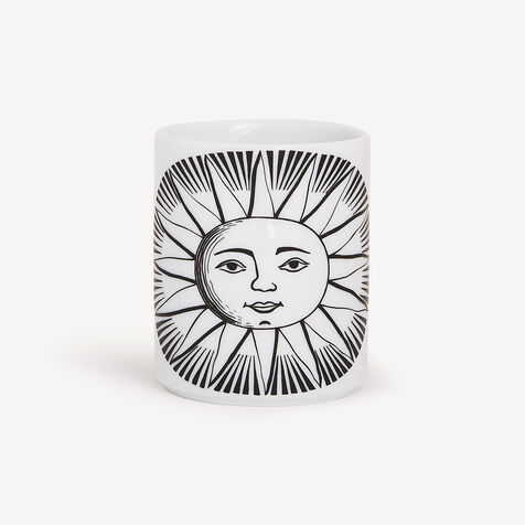FORNASETTI Pencil holder Sole White/Black P13X286FOR21BIA