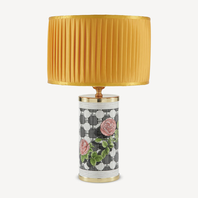 Fornasetti Cylindrical Lampshade In Pleated Fabric In Yellow