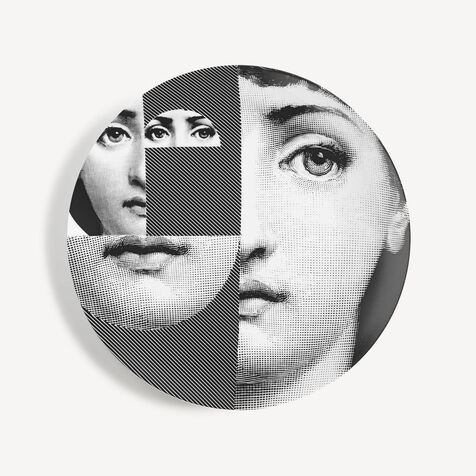 FORNASETTI Wall plate Tema e Variazioni n.230 White/Black PTV230XFOR21BIA