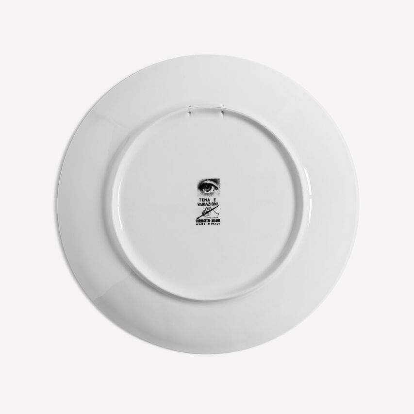 FORNASETTI Wall plate Tema e Variazioni n.160 White/Black/Platinum PTVW160FOR25PLA