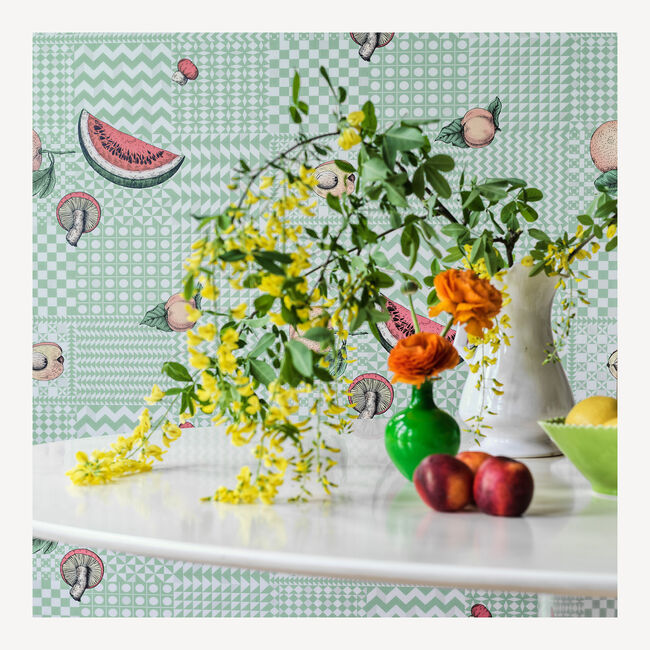 Shop Fornasetti Wallpaper Frutta E Geometrico In Pastel