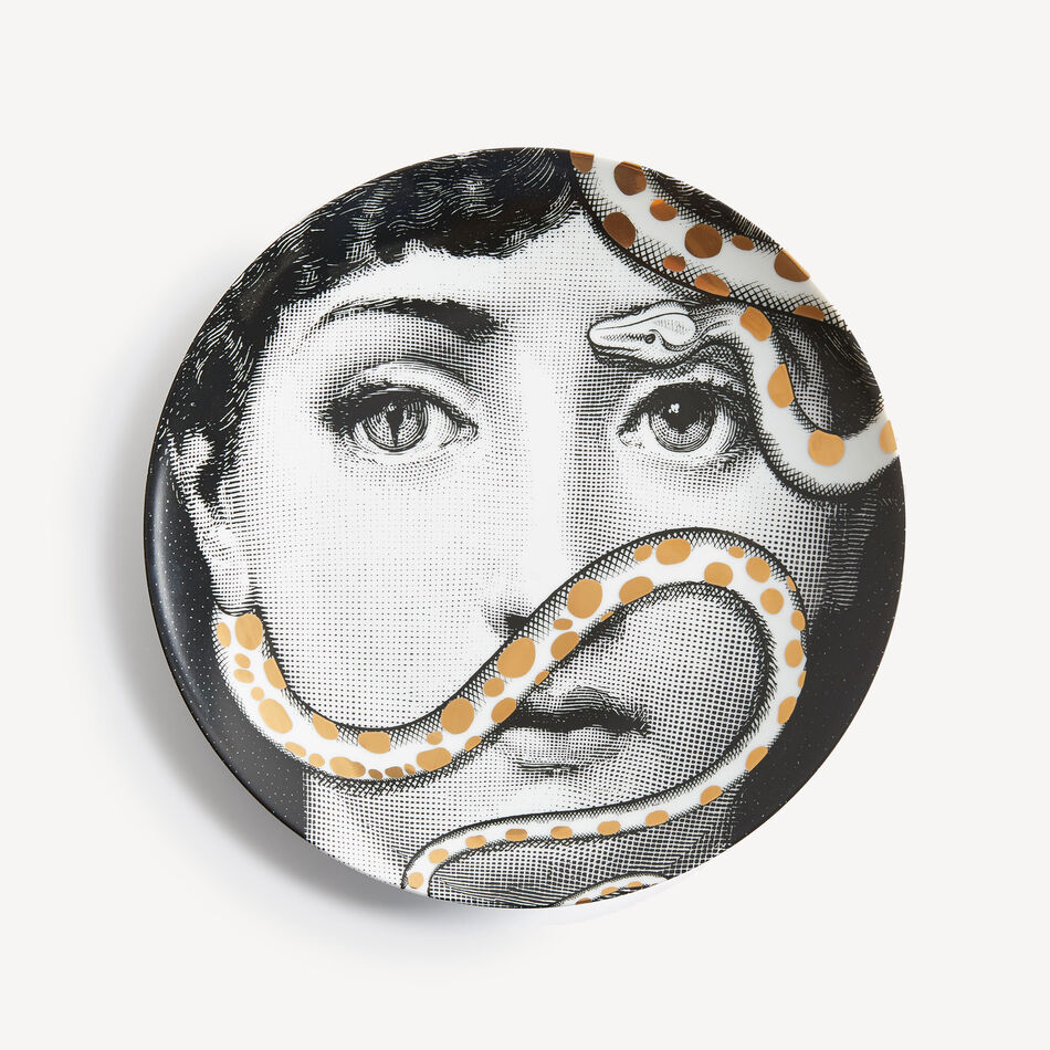 FORNASETTI Wall plate Tema e Variazioni n.383 White/Black/Gold PTVZ383FOR21ORO