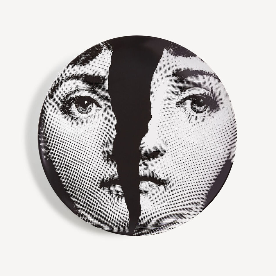 FORNASETTI Wall plate Tema e Variazioni n.10 White/Black PTV010XFOR21BIA