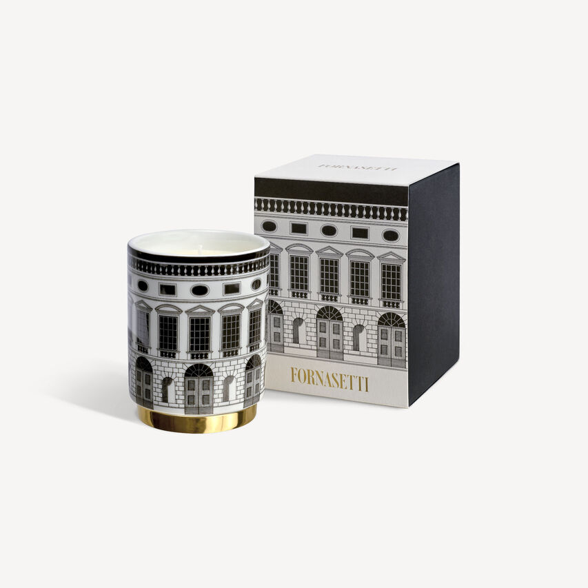 FORNASETTI Scented candle Architettura - Fragrance Immaginazione White/Black/Gold FPXS419FOR25BIA