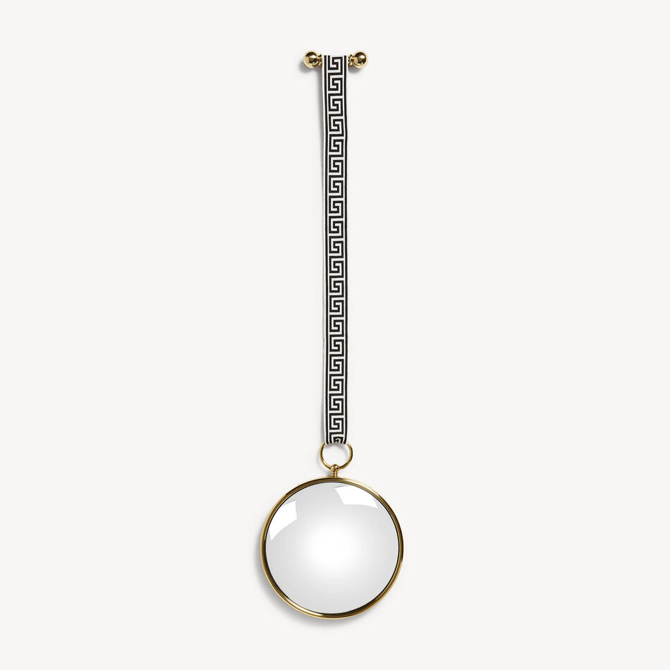 FORNASETTI Magic convex mirror with ribbon Brass/White/Black C37X024FOR21OTT