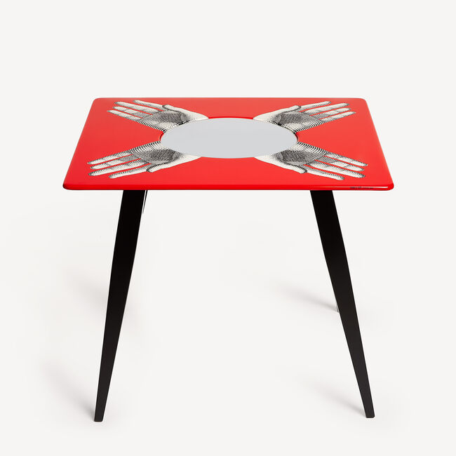 Fornasetti Magic Table Mani In White/black/red