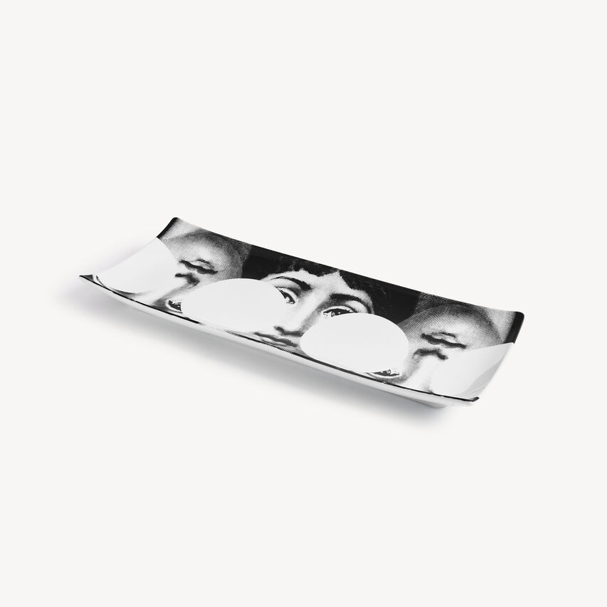 FORNASETTI Rectangular tray Tema e Variazioni n.149 White/Black P42X149FOR23BIA