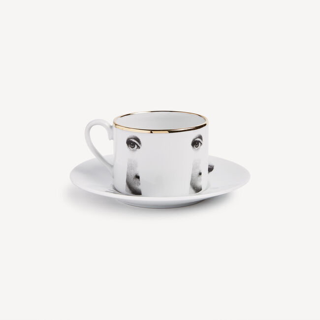 Shop Fornasetti Tea Cup Tema E Variazioni Serratura In White/black/gold