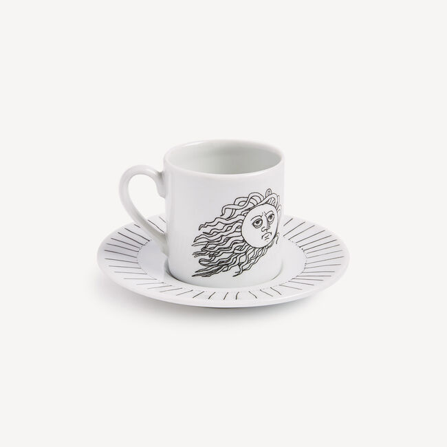 Fornasetti Coffee Cup Solitario In White/black