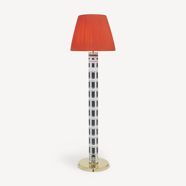 Shop Fornasetti Conical Lampshade In Pleated Fabric In Rosso