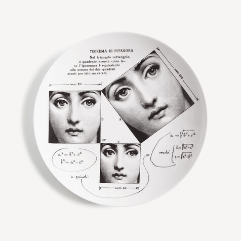 FORNASETTI Wall plate Tema e Variazioni n.183 White/Black PTV183XFOR21BIA