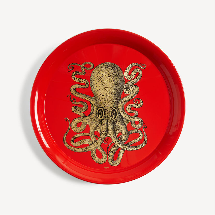 FORNASETTI Tray Polipo gold Gold/Red C32Z010FOR21ROS