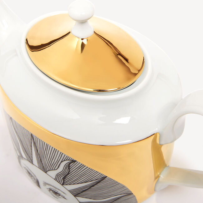 Shop Fornasetti Teapot Soli In White/black/gold