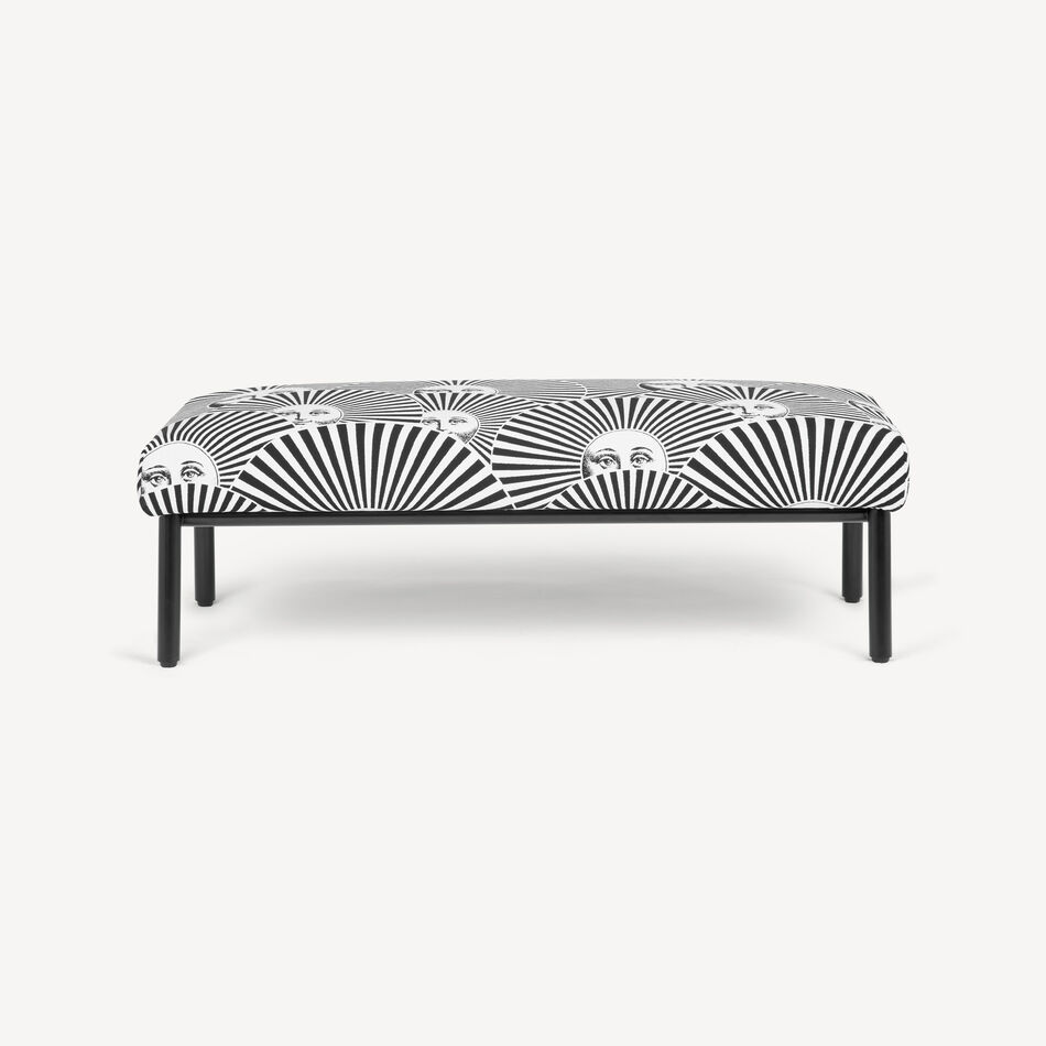 FORNASETTI Outdoor Bench Soli a Ventaglio White/Black PAN070MNEFOR22NER