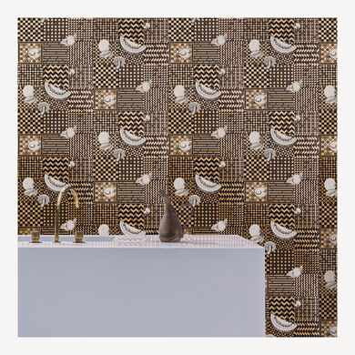 Fornasetti Wallpaper Frutta E Geometrico Black, White & Gold - 100% Paper