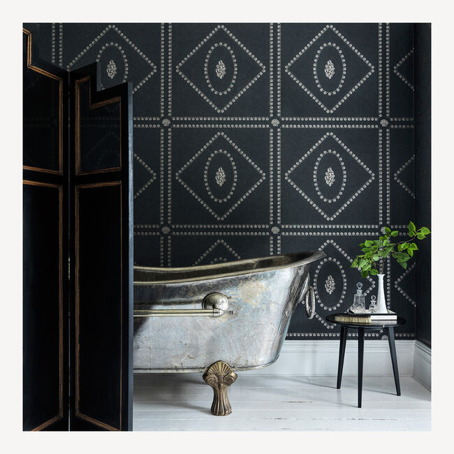 Shop Fornasetti Wallpaper Conchiglie In Soft Gold On Charcoal