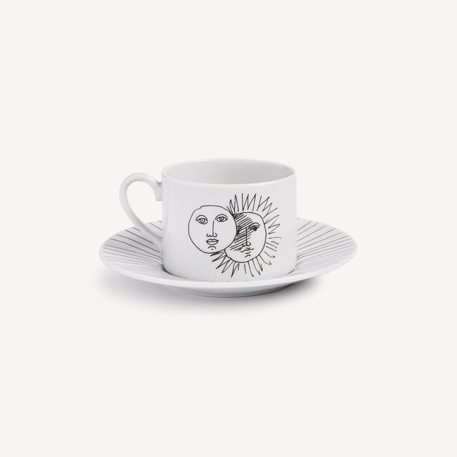 Fornasetti Tea Cup Solitario In White/black