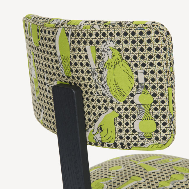 Shop Fornasetti Upholstered Chair Oggetti Su Canneté In Black/white/green