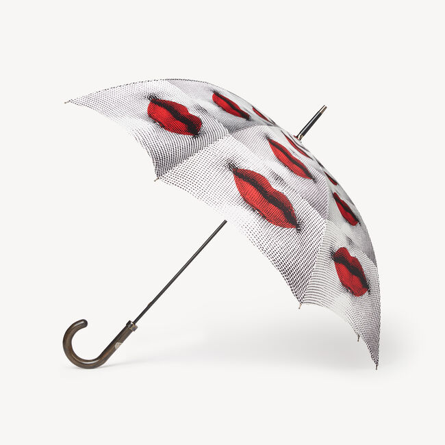 Fornasetti Classic Umbrella Bocche In White/black/red