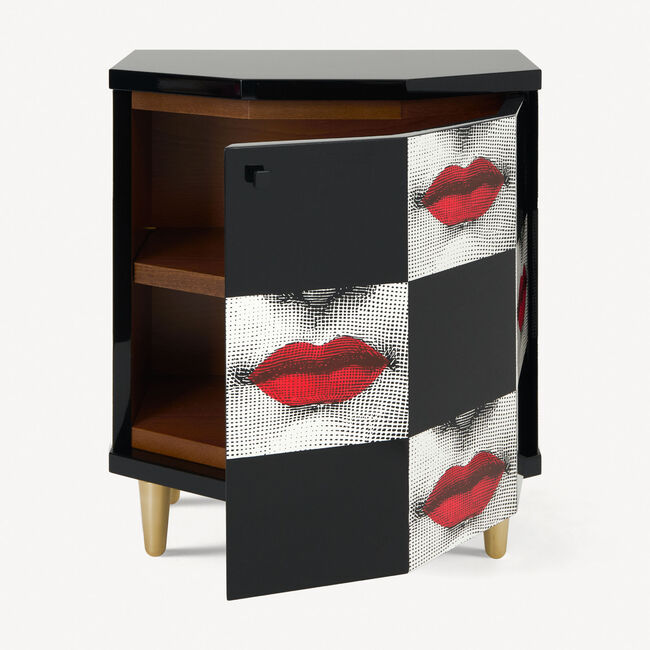 Shop Fornasetti Polyhedric Bedside Table Kiss In White/black/red