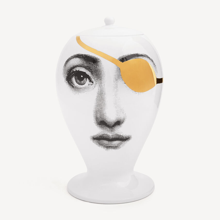 FORNASETTI Vase Pirata White/Black/Gold FOR10481FOR21ORO
