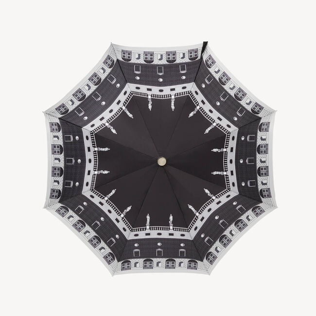 Shop Fornasetti Folding Umbrella Architettura In White/black