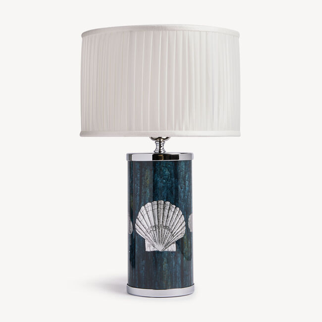 Fornasetti Cylindrical Lampshade In Pleated Fabric In Blue
