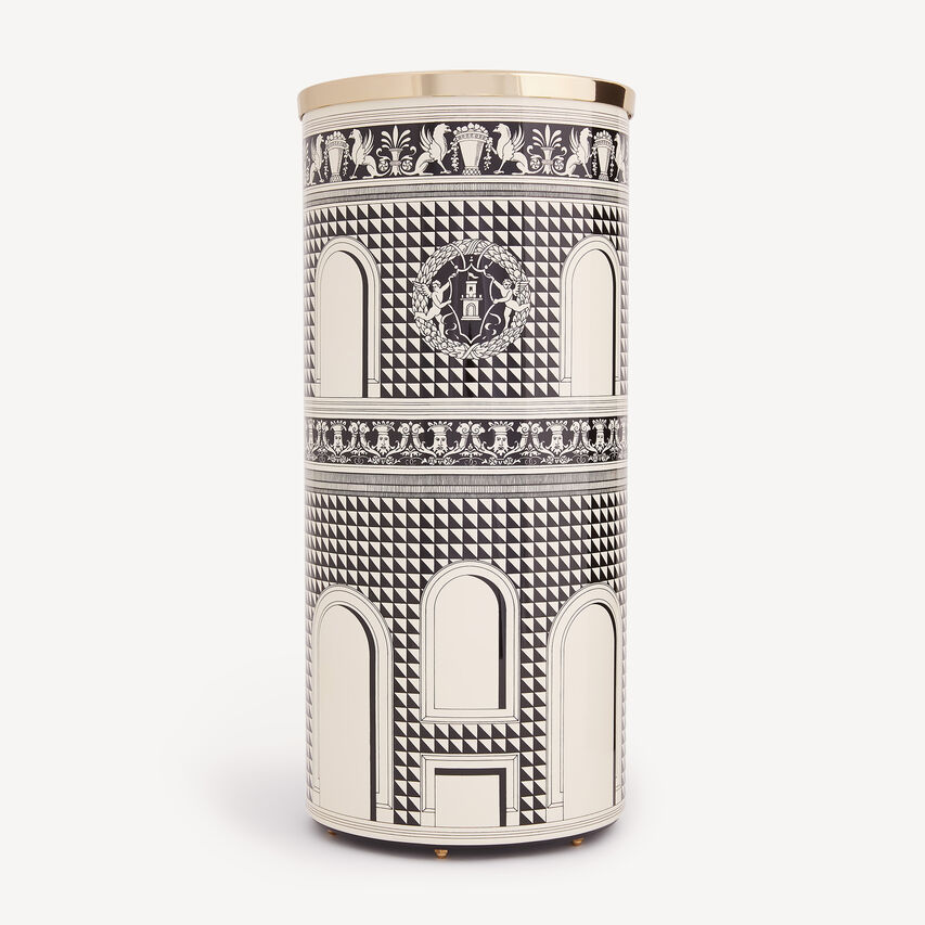 FORNASETTI Umbrella stand Facciata Quattrocentesca Black/Ivory C13X201FOR21AVO