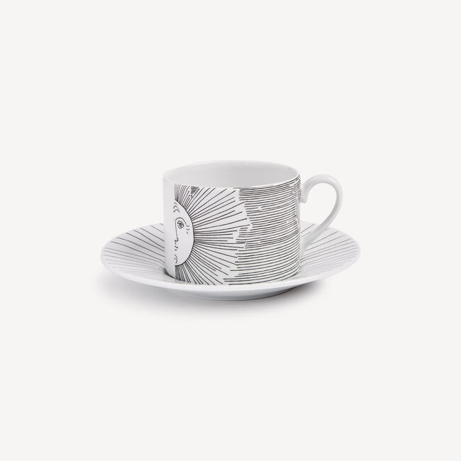 Shop Fornasetti Tea Cup Solitario In White/black