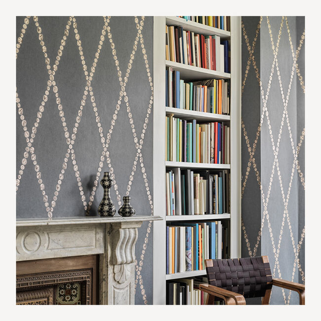 Shop Fornasetti Wallpaper Cammei In Gold On Charcoal