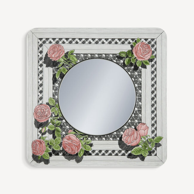 Fornasetti Frame With Flat Mirror Musciarabia Con Rose In Multicolour
