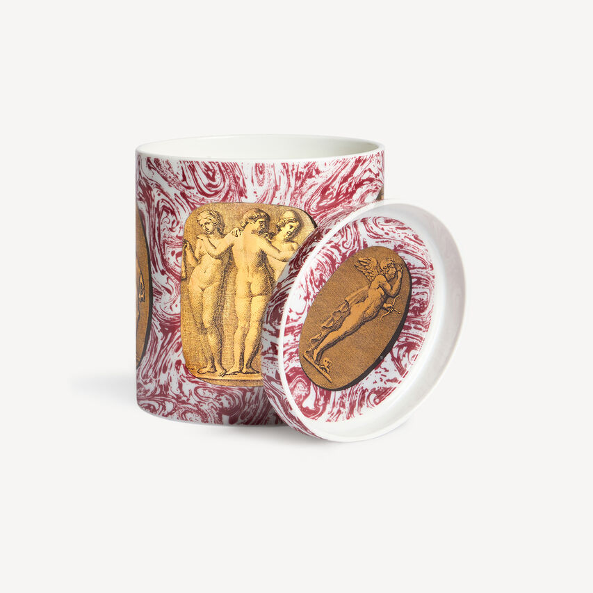 FORNASETTI NEL MENTRE Scented Candle - Reperti Décor - Immaginazione Fragrance Gold/White/Red FPB358YIMFOR24ORO