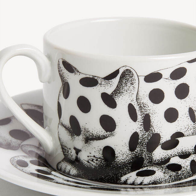 Shop Fornasetti Tea Cup High Fidelity Pois In White/black