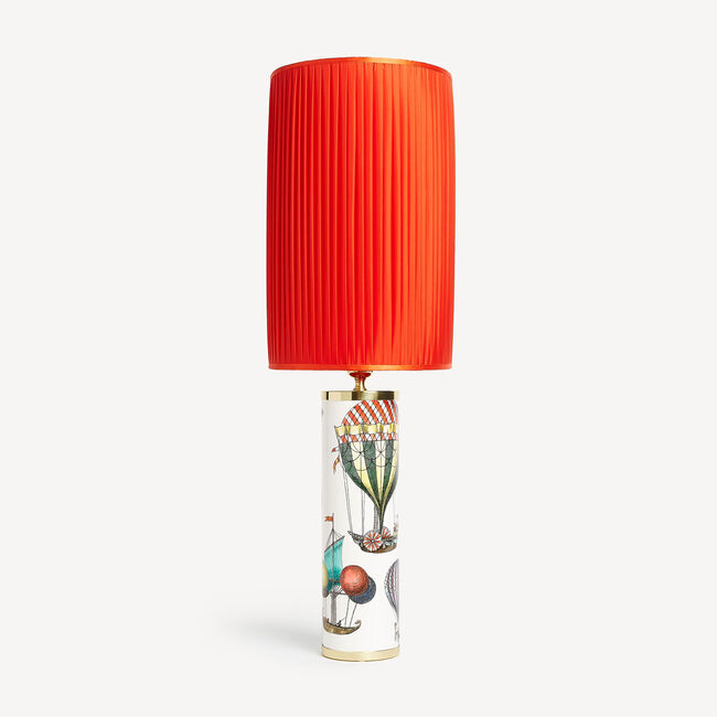 Fornasetti Cylindrical Pleated Lampshade In Red