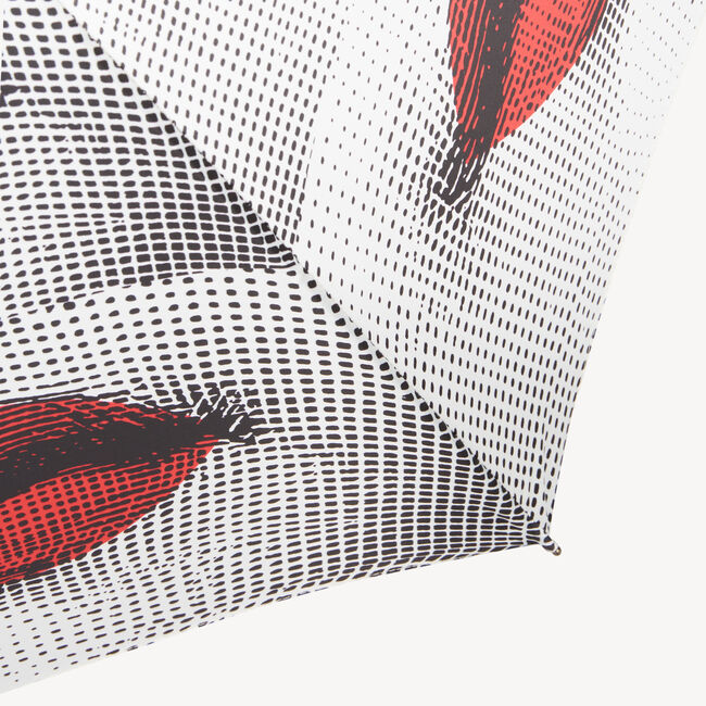 Shop Fornasetti Folding Umbrella Bocche In White/black/red