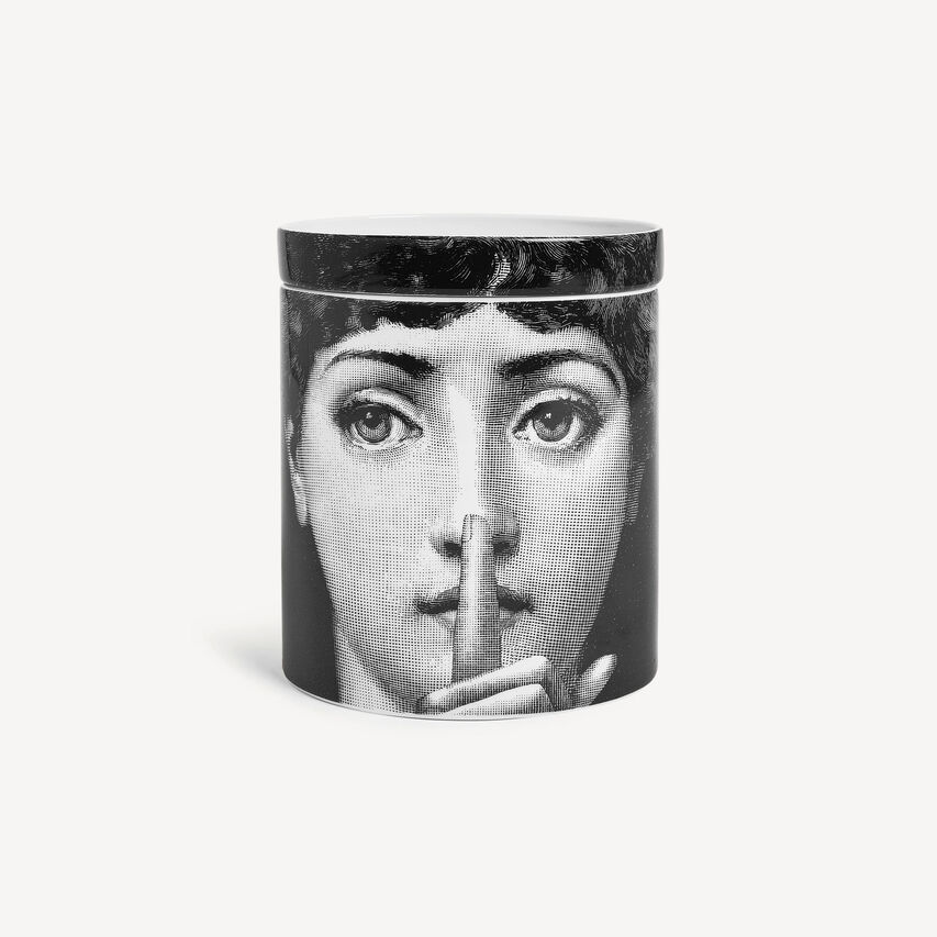 FORNASETTI NEL MENTRE Scented Candle - Mascherina Décor - Frutto Proibito Fragrance White/Black/Gold FPBTV1ZFPFOR23BIA