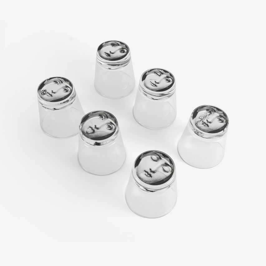 FORNASETTI Set 6 glasses Tema e Variazioni Black G40X400FOR20NER