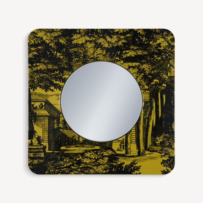 Fornasetti Frame With Flat Mirror Giardino Settecentesco In Black/yellow