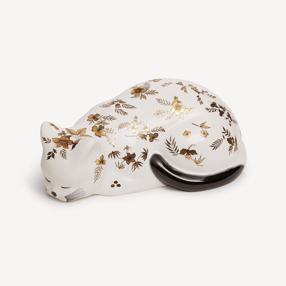 FORNASETTI Cat Fiorato White/Black/Gold P40Z302FOR20ORO
