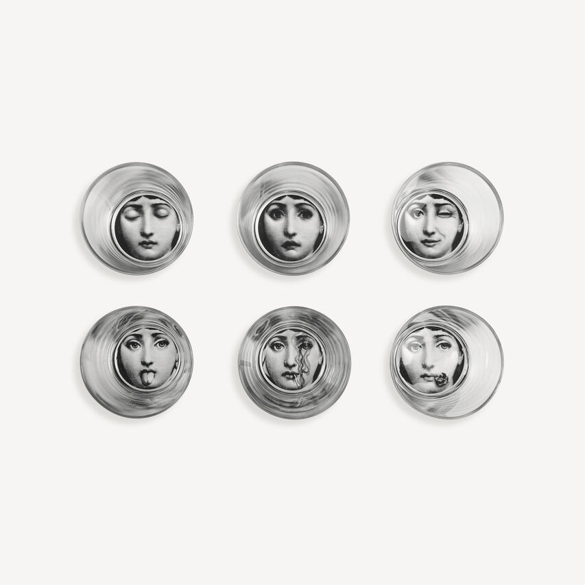 FORNASETTI Set 6 glasses Tema e Variazioni Black G40X400FOR20NER