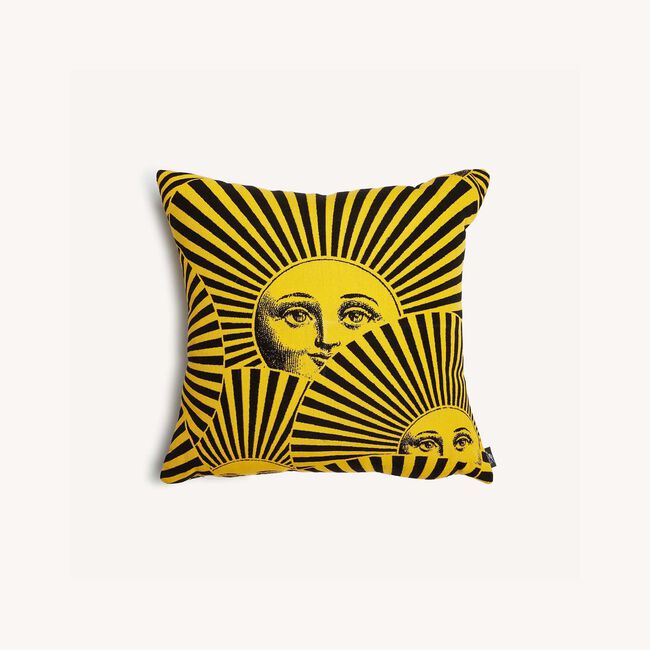 Fornasetti Outdoor Cushion Soli A Ventaglio In Yellow/black