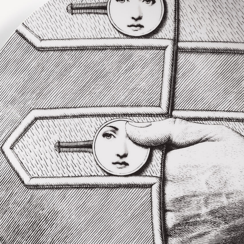 FORNASETTI Wall plate Tema e Variazioni n.194 White/Black PTV194XFOR21BIA