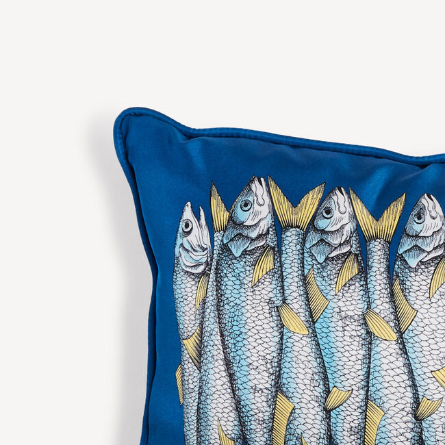 Shop Fornasetti Cushion Sardine Blue In Multicolour