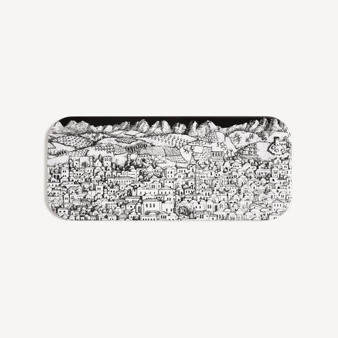 FORNASETTI Tray Gerusalemme White/Black C21X126FOR21BIA