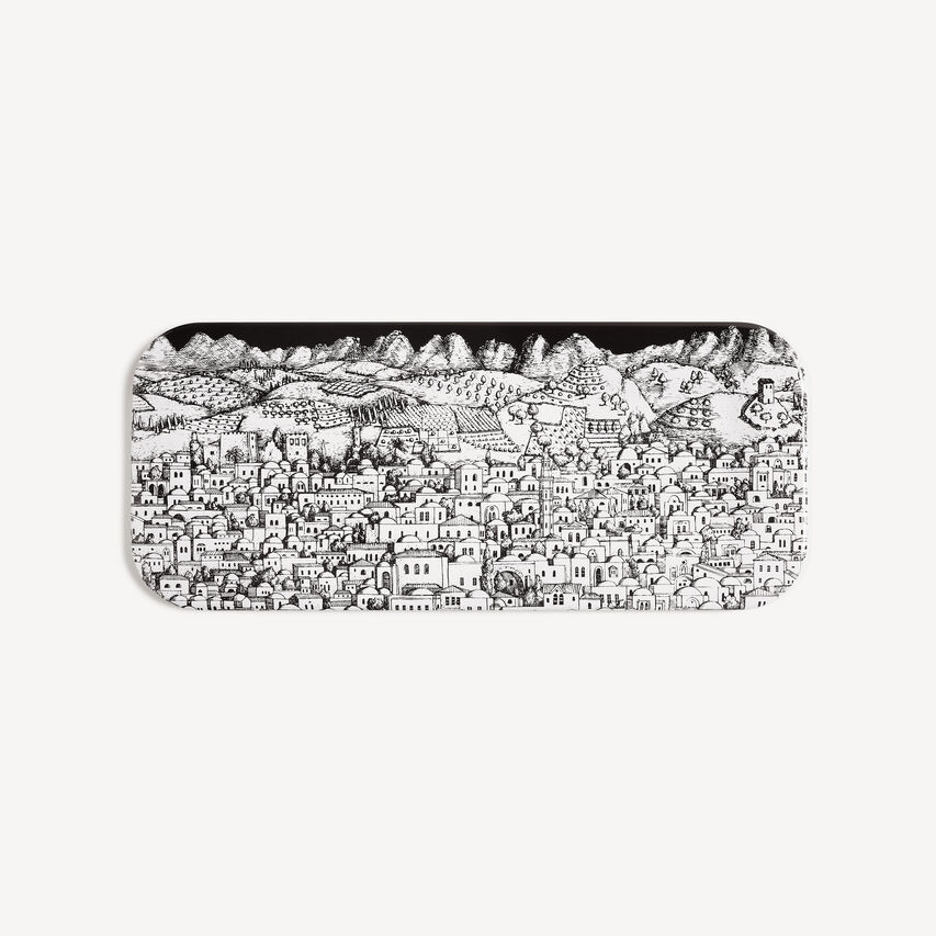 FORNASETTI Tray Gerusalemme White/Black C21X126FOR21BIA