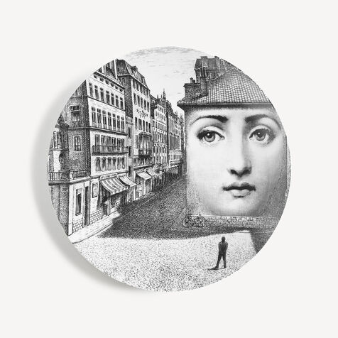 FORNASETTI Wall plate Tema e Variazioni n.223 White/Black PTV223XFOR21BIA