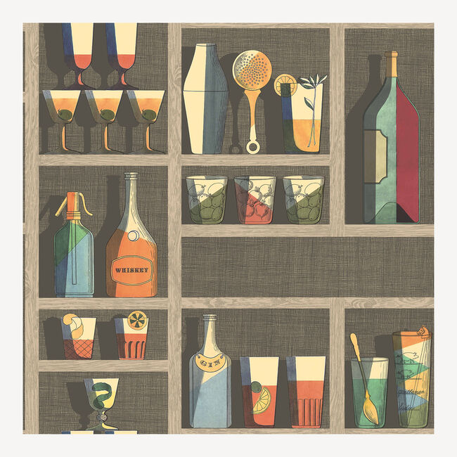 Fornasetti Wallpaper Cocktails In Multicolour