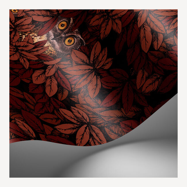 Shop Fornasetti Wallpaper Foglie E Civette In Autumnal Leaves